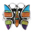 Multicolor Inlay Butterfly Sterling Silver Ring Size 5-3/4 EX61250